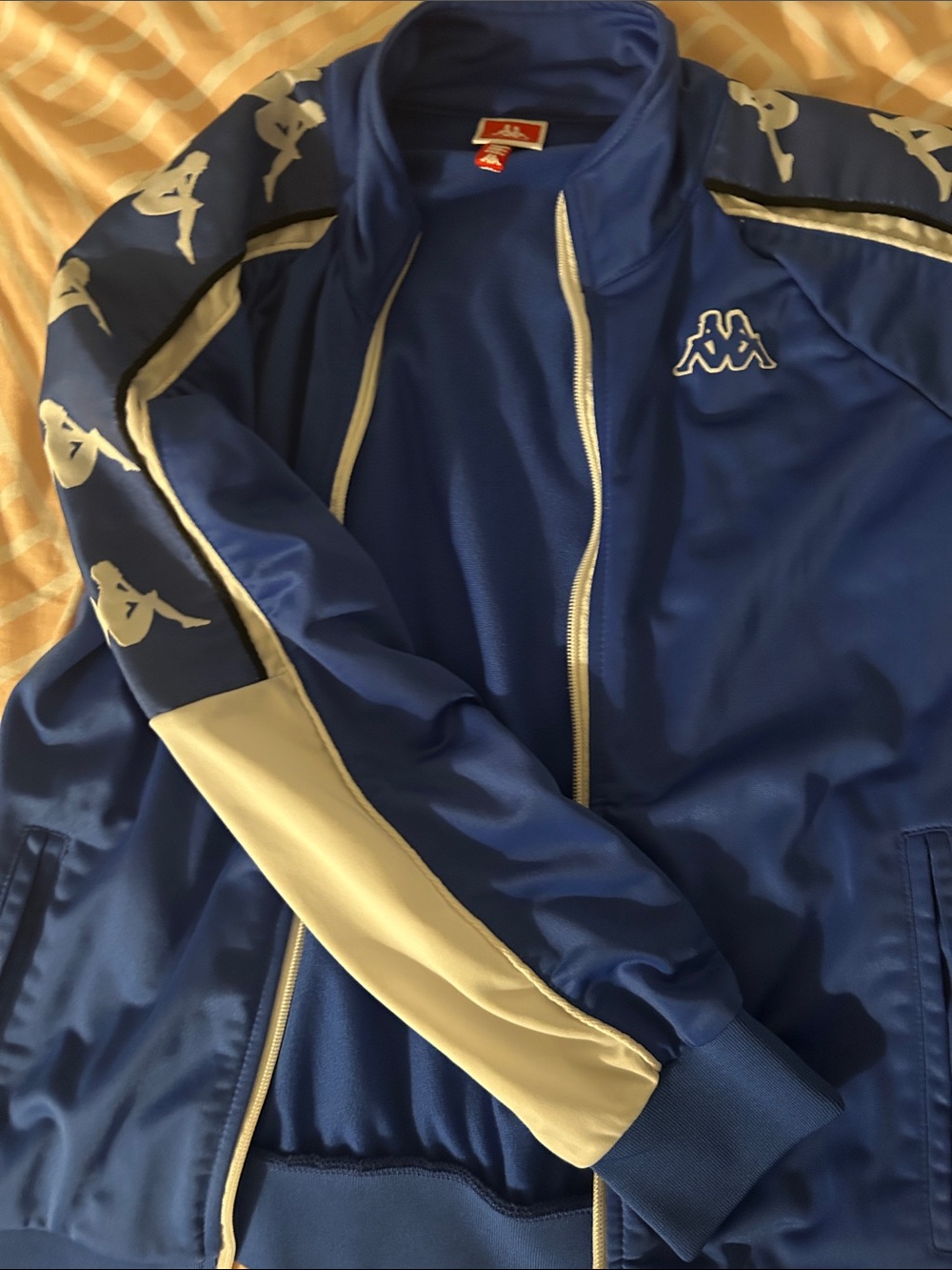 Kappa Blue Track Jacket with White Stripe Accents
